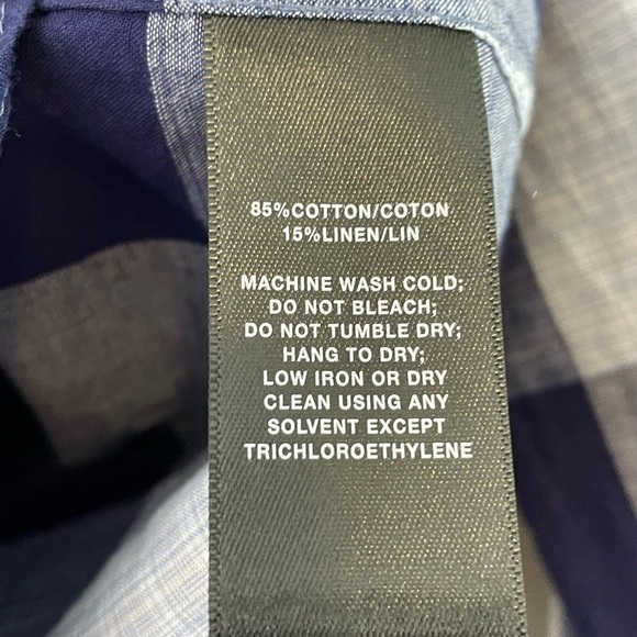 Lafayette 148 Blue Check Long Sleeve Button Down Shirt Sz S Cotton Linen $698 - Picture 9 of 16